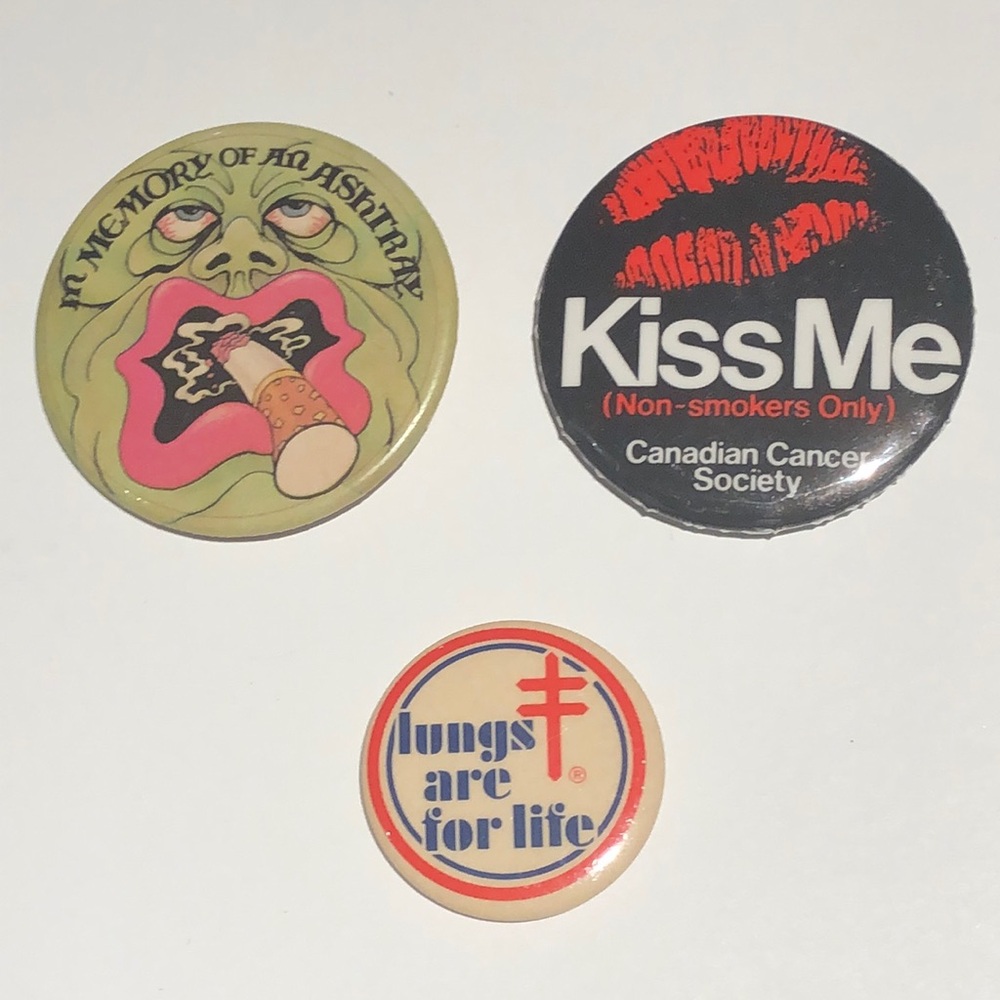 Vintage Anti Smoking Button Pins